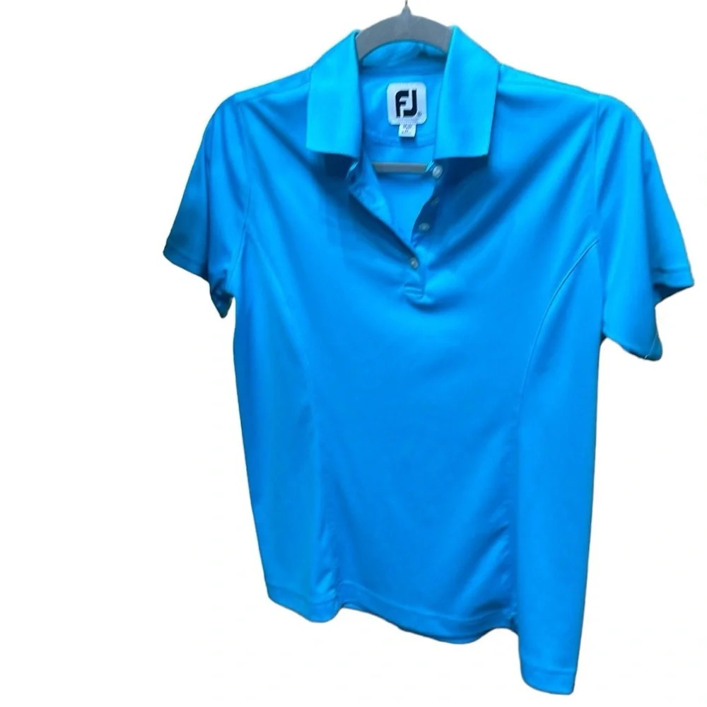 EUC FJ Polo Womens Small Golf Beautifully Bright Turqoise Teal Slendering Cut
